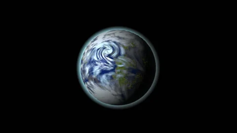 Earthlike Planet rotetes 3d rendering Stock Footage 203924443