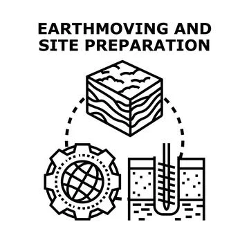 Earthmoving and site preparation engineering process diagram Stock Illustration