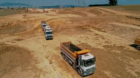 Earthmoving Trucks Video stock 242447662