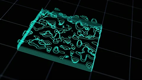 Earthquake activity analyzing digital display red danger areas 库存影片 234145892