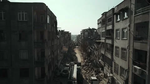 Earthquake Aerial Shot of devastating destruction. Stock Footage 234747409