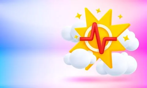 Earthquake concept with yellow flash. 3d vector banner with copy space Stock-Illustration
