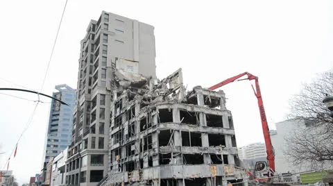 Earthquake Damage Demolition Stock Footage 26308009
