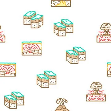 Earthquake damage destruction vector seamless pattern Stock Illustration