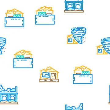 Earthquake damage destruction vector seamless pattern Stock Illustration