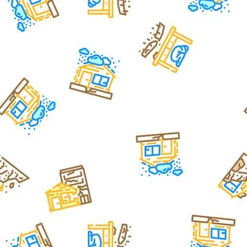 Earthquake damage destruction vector seamless pattern Stock Illustration