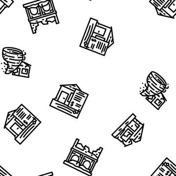 Earthquake damage destruction vector seamless pattern Stock Illustration