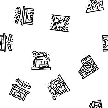 Earthquake damage destruction vector seamless pattern Ilustración de archivo