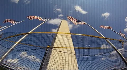 Earthquake damage to the Washington Monument Stock Footage 11129993