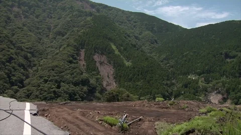 Earthquake damaged road Stock Footage 74024428