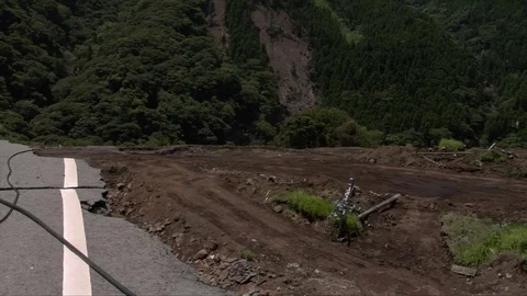 Earthquake damaged road Stock Footage 74024495