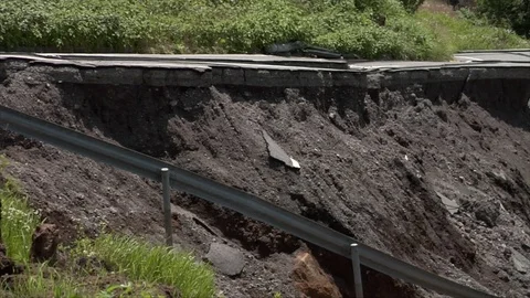 Earthquake damaged road Stock Footage 74024537