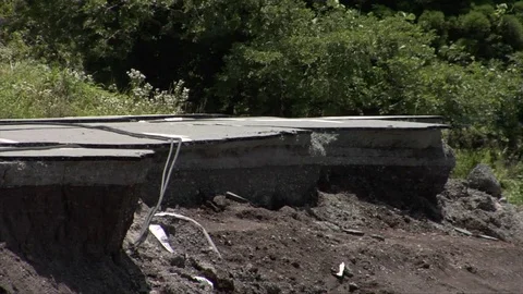 Earthquake damaged road Stock Footage 74024592