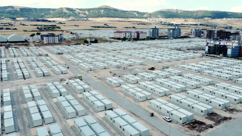 Earthquake Disaster Containers Stock Footage 258333971