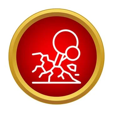 Earthquake disaster icon showing falling tree and cracking ground Stock Illustration