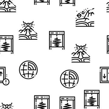 Earthquake Disaster Seamless Pattern Vector Stock Illustration