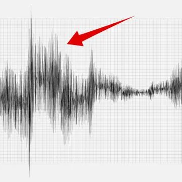 An earthquake on the graph of seismic activity. vector illustration. Stock Illustration