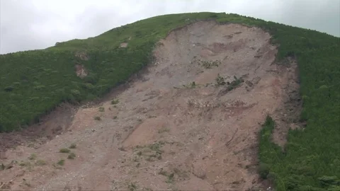 Earthquake landslide collapsed bridge Stock Footage 74025005