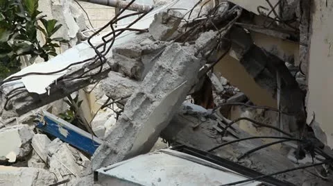 Earthquake rubble Stock Footage