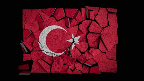 Earthquake shattering the flag in 3d render Stock Footage 233649501