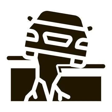 Earthquake under car icon Vector Glyph Illustration Stock Illustration