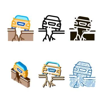 Earthquake under car icon vector mix outline Stock Illustration