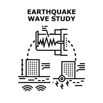 Earthquake wave study measuring seismic activity and natural disaster Stock Illustration