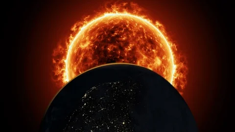 Earthrise with Sun Stock Footage 90268718