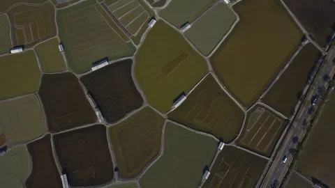 Earth's line. drone vertical perspective of ground's colors, shapes. Salt mine Video stock 97054049