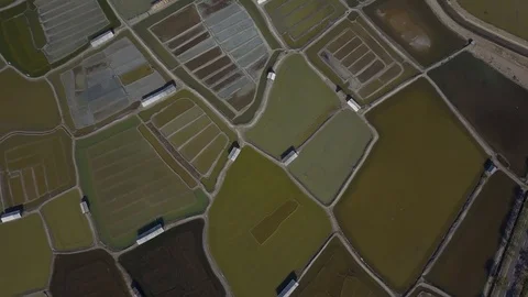 Earth's line. drone vertical perspective of ground's colors, shapes. Salt mine Stock Footage 97058511