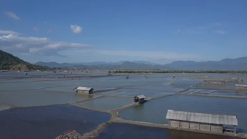 Earth's line. drone vertical perspective of ground's colors, shapes. Salt mine Video stock 97059135