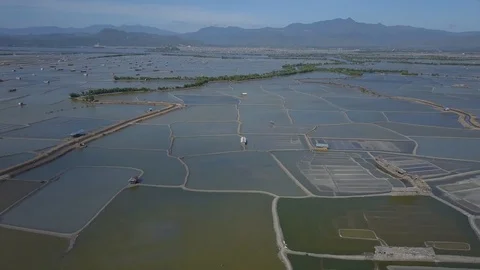 Earth's line. drone vertical perspective of ground's colors, shapes. Salt mine Video stock 97059442