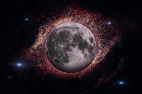 Earths Moon. Outer space background. Stock Photos