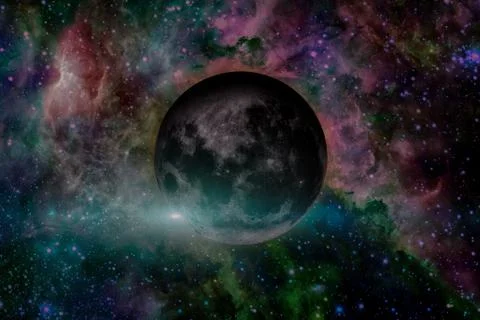 Earths Moon. Outer space background. Stock Photos