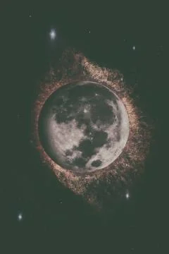 Earths Moon. Outer space background. Stock Photos