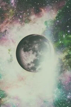 Earths Moon. Outer space background. Stock Photos