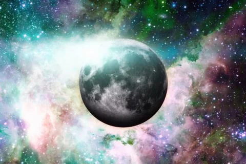 Earths Moon. Outer space background. Stock Photos