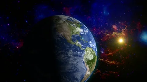 Earth's rotation in the opposite direction  - without lens objects Stock Footage 54623589