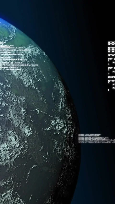 Earth's surface with data processing animation over dark background Stock Footage 320160791