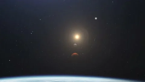 Earth's surface is parallel to other planets in space Stock Footage 233341736