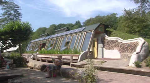 Earthship education facility &amp; tea house ZWOLLE, THE NETHERLANDS Stock Footage 42942969