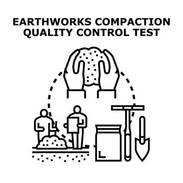 Earthworks compaction quality control test process Illustrazione stock