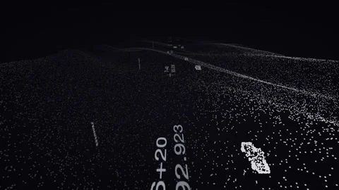 Earthworks cut fill volume annotated point cloud station level survey 스톡 동영상 343116137
