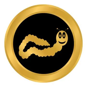 Earthworm button on white. Illustrazione stock