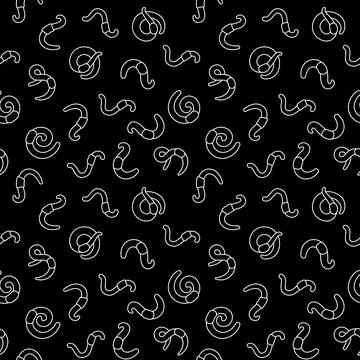 Earthworms vector line seamless pattern with worms signs Stock Illustration
