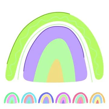 Earthy baby boho rainbow vector cartoon graphic Stock Illustration