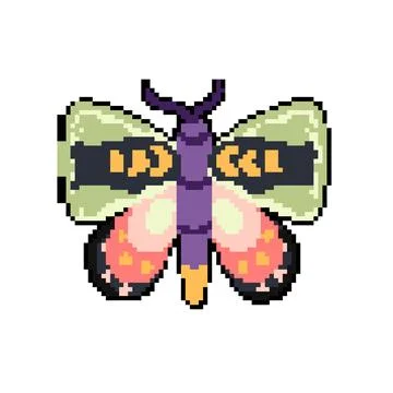 Earthy boho moth pixel art vector illustration イラスト素材