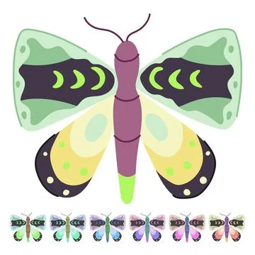 Earthy boho moth vector cartoon graphic Illustrazione stock