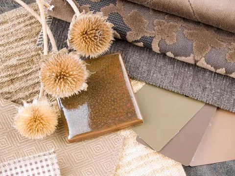 Earthy brownish interior design plan Stock Photos