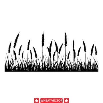 Earthy Elegance  Artistic Wheat Vector Silhouette Bundle Stock Illustration